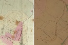 Porovnanie osdlenia osady Ambruovce z mp z roku 1837 a 1865. OBA 
