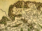 Lazar Roseti: Tabula Hungariae. Na mape zobrazené pohorie Čergov a okolité mestečká Bardejov, Prešov, Šariš, Sabinov.