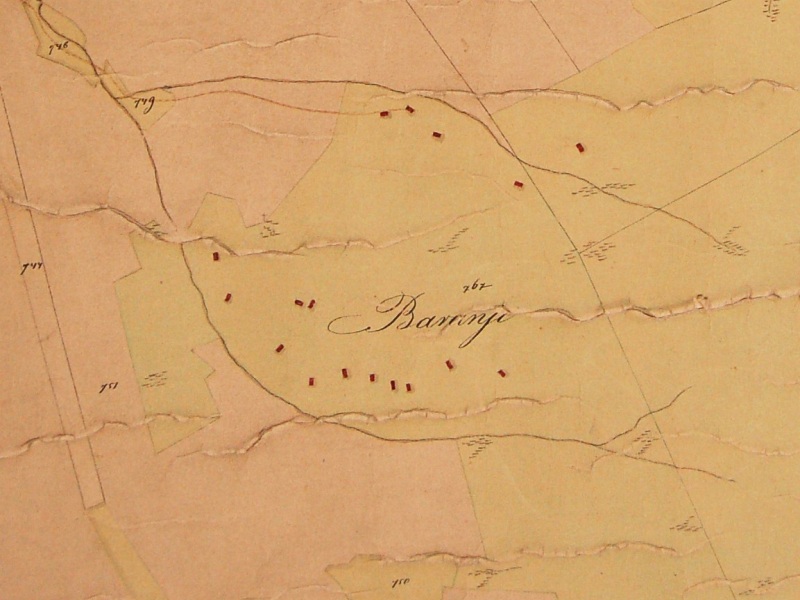 Mapa obce Baranie z roku 1865