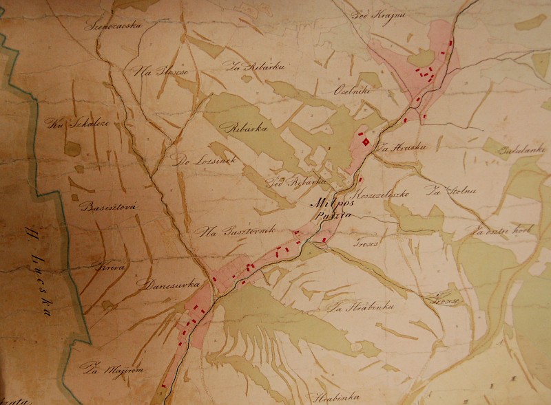 Milpoš na archívnej mape z roku 1859