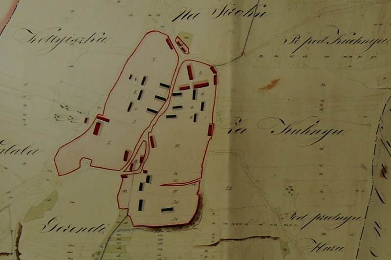 Bodovce na archívnej mape z roku 1848