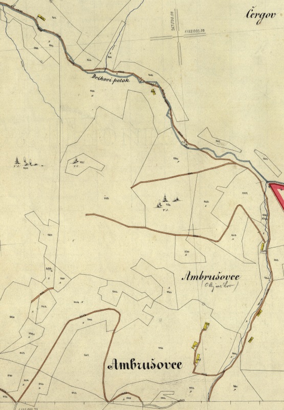 Katastrálna mapa Olejníkov, časť Ambrušovce. Sign. Ša 222, č. mapy 21. Dolné Ambrušovce.