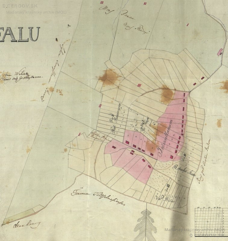 Mapa osady Ambrušovce. 1837