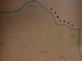 Vrch Čergov a oblasť Javorina pri Chochuľke na archívnej mape z roku 1859 
